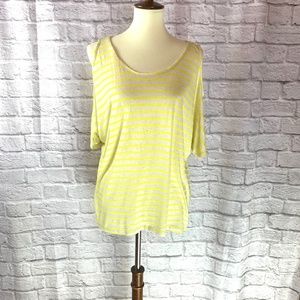 Charming Charlie Grey/Yellow Cold Shoulder Top - L